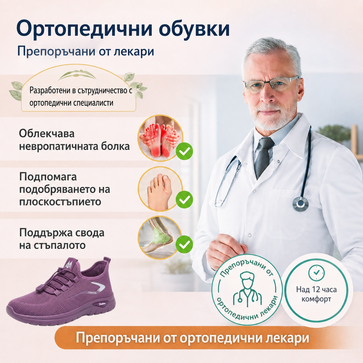 Последен ден! 30% отстъпка! ✅ Ортопедични медицински обувки, предназначени за пациенти с проблеми със стъпалата, които могат да облекчат болките в гърба, ставите и стъпалата.